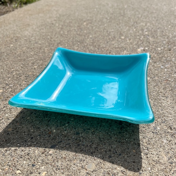 Turquoise Glass Trinket Decorative Dish Square - Picture 4 of 10